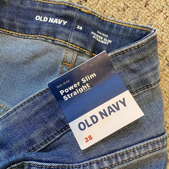 NWT WOMENS OLD NAVY POWER SLIM STRAIGHT MID RISE JEANS-SIZE 28 MEDIUM BLUE - Picture 5 of 6
